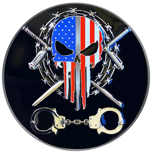 DL1-05 Correctional Officer CO Thin Gray Line Challenge Coin Corrections Tools of The Trade