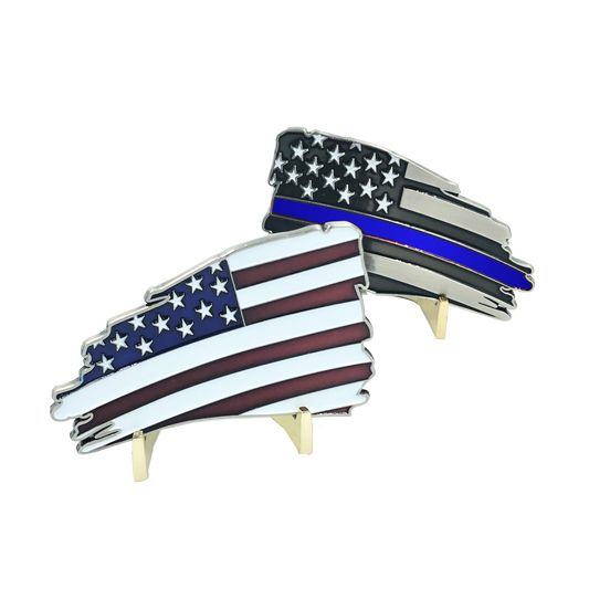 DISCONTINUED G-002 Thin Blue Line Old Glory American Flag Challenge Coin Police FBI CBP Secret Service ATF FAM