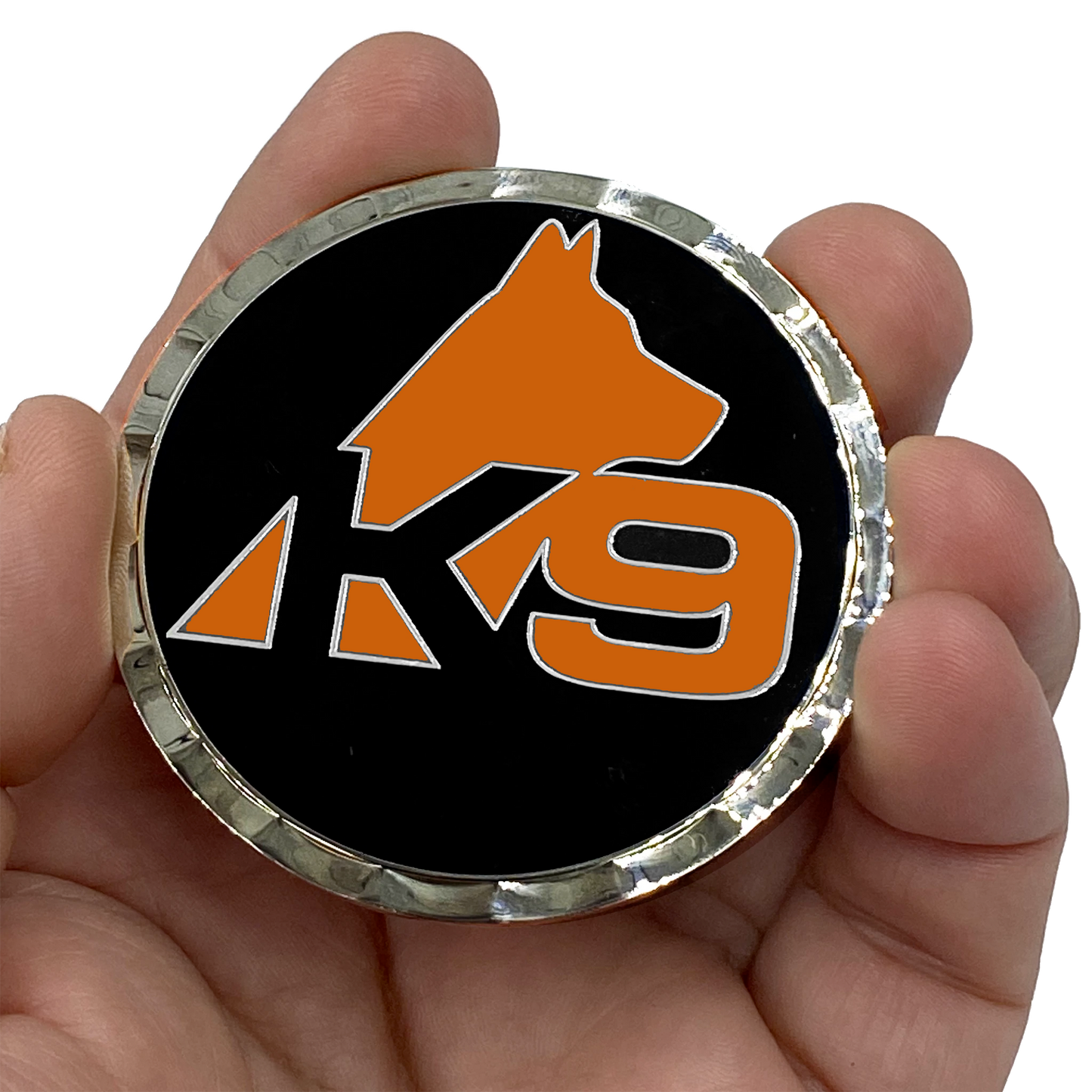 GL3-018 K9 Police Thin Orange Line Canine Challenge Coin Search and Rescue, EMT, EMS, Paramedic Coast Guard