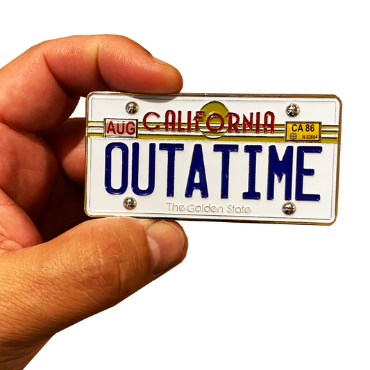 Discontinued DL8-06 Back to the Future inspired OUTATIME Delorean California License Plate Challenge Coin