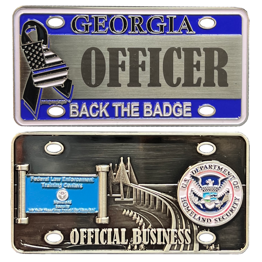 H-003 FLETC George Back the License Plate Challenge Coin Police Officer CBP State Federal