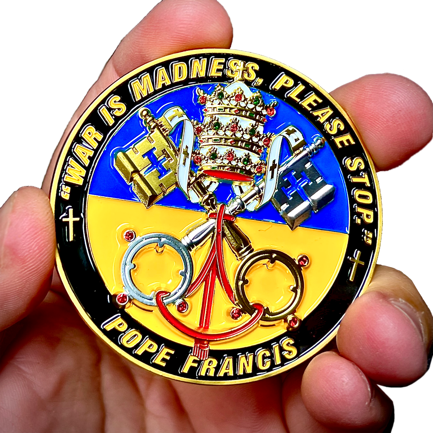 EL13-002 Pope Francis Catholic Church Vatican Volodymyr Zelenskyy President of Ukraine Military Ukrainian Armed Forces Challenge Coin