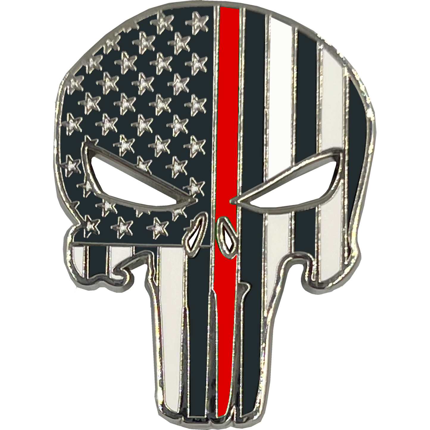 PBX-003-B Thin Red Line American Flag Pin Fire Fighter Fire Department with die-cut eyes fireman and dual pin posts and deluxe locking clasps