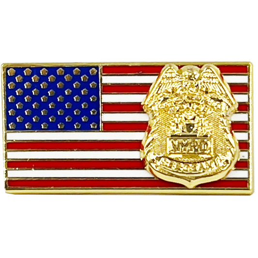 BFP-004 New York Police Department Sergeant American Flag Pin USA NYPD SGT