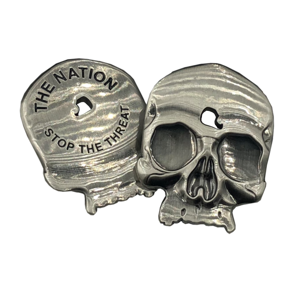 I-019 Headshot Challenge Coin with shot thru forehead police military nypd lapd chicago cbp atf fbi secret service