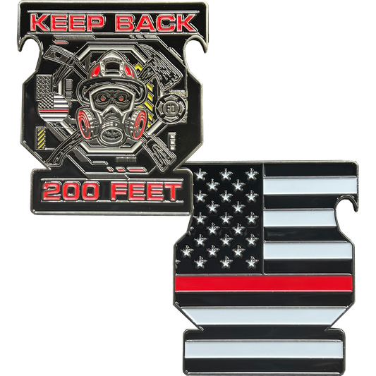 BL3-018 Thin Red Line Fire Fighter Challenge Coin Bottle Opener Fire Department Fireman