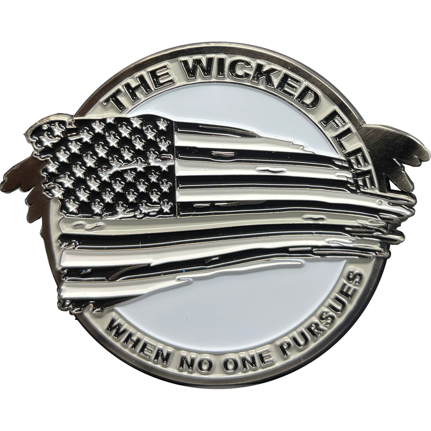 BL5-005 Thin Gray Line Flag and Eagle Police Challenge Coin Correctional Officer CO Corrections