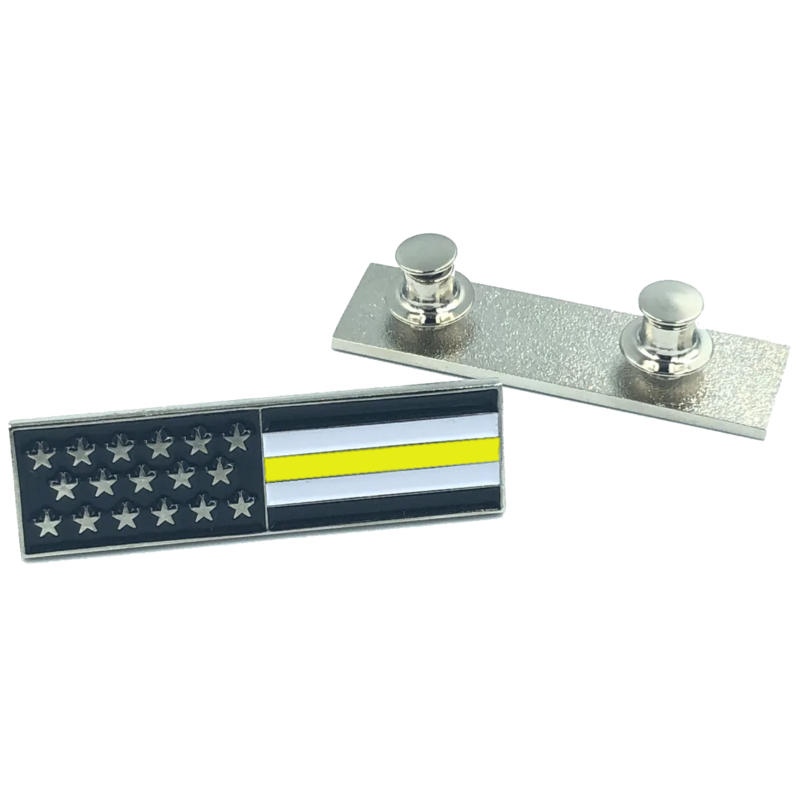 CL-KK Thin Gold Line U.S. Flag Commendation Bar Pin Yellow 911 Emergency Dispatcher Trucker Tow Truck Security
